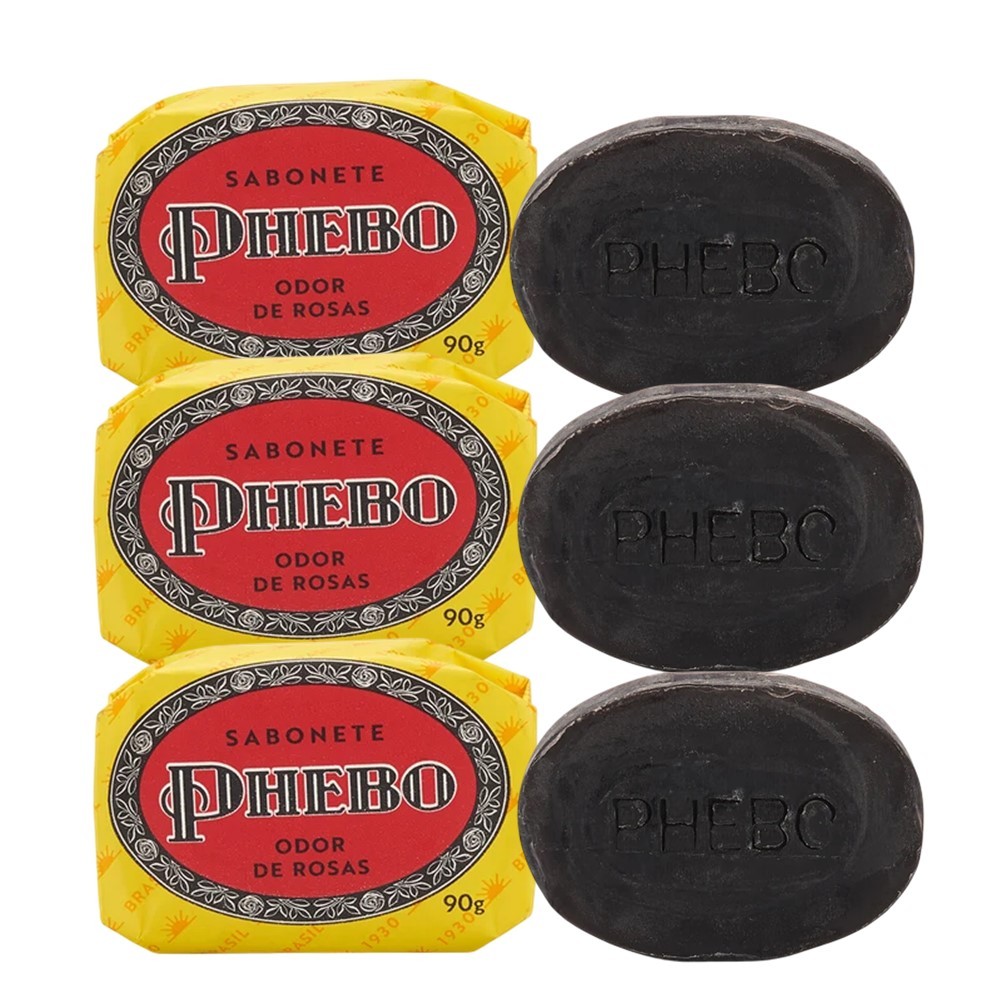 Kit 3 Sabonete Phebo Granado Odor de Rosas Glicerina Base Vegetal em Barra 90g