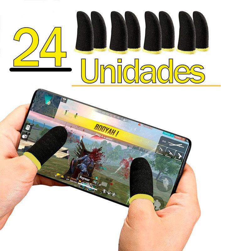 Kit 24 Luva De Dedo Gamer Profissional-Anti Suor Respirável-Para Celular Jogos Free Fire Pubg E Fps Cod-Manga De Polegar em Oferta na Shopee