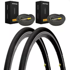 Par Pneu Bicicleta Speed Pirelli Tornado Alfa aro 700 X 25 Road + Par Camara Bico fino 60mm Pirelli