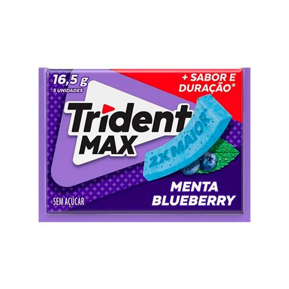 Chiclete Trident Max Menta Blueberry Sem Açucar 16,5g em Oferta na Shopee