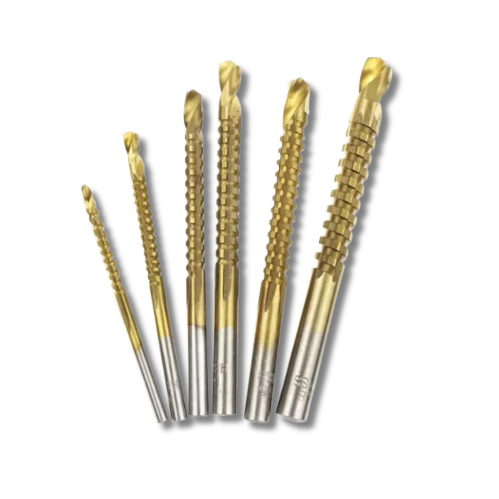 Kit 6 Brocas Fresas Para Furadeira Corte Lateral Madeira e Metal Fino