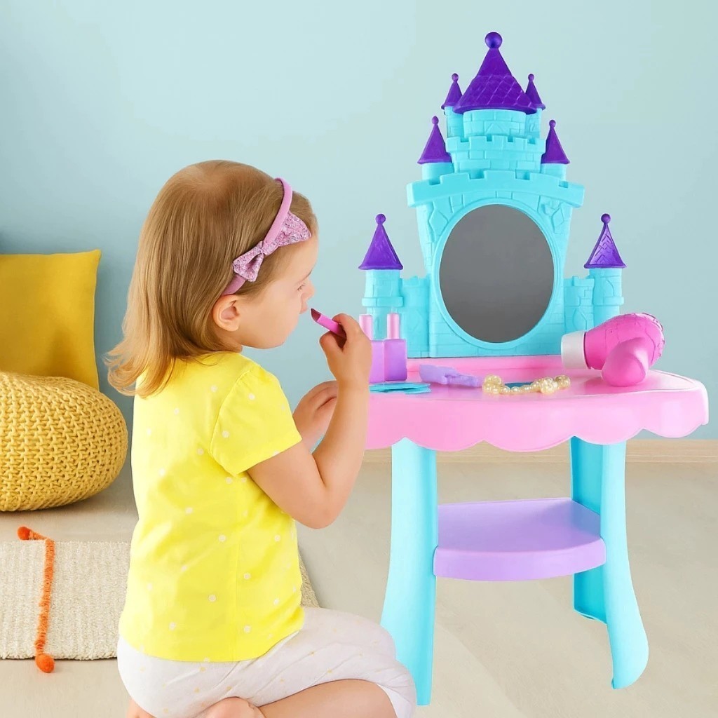 Salão Beleza Penteadeira Infantil Brinquedo Maquiagem Espelho Secador Presente