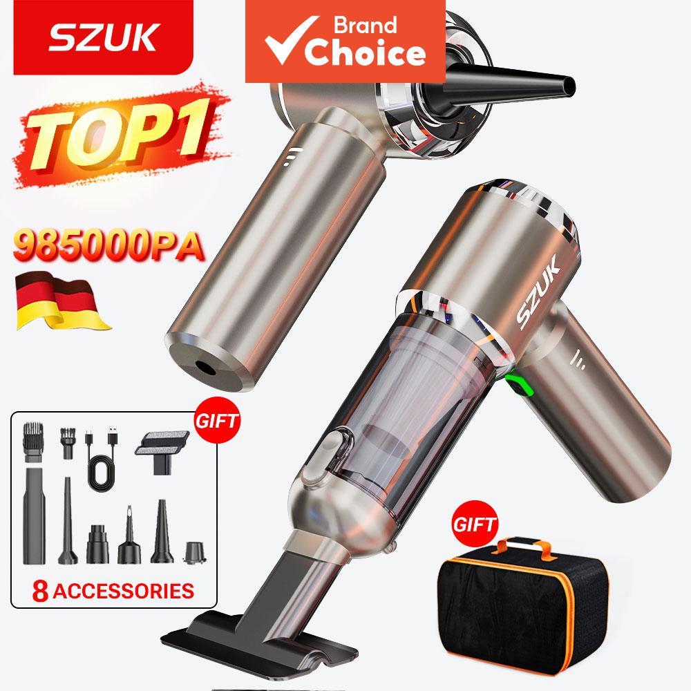  SZUK Mini Aspirador de Pó Doméstico e Automotivo, Secador de Cabelo Sem Fio Potente, Máquina de Limpeza Portátil