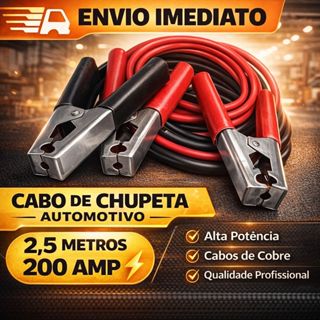 Cabo de Chupeta Para Bateria De Carro Com 2,5m 350 - 500Amp em Oferta na Shopee