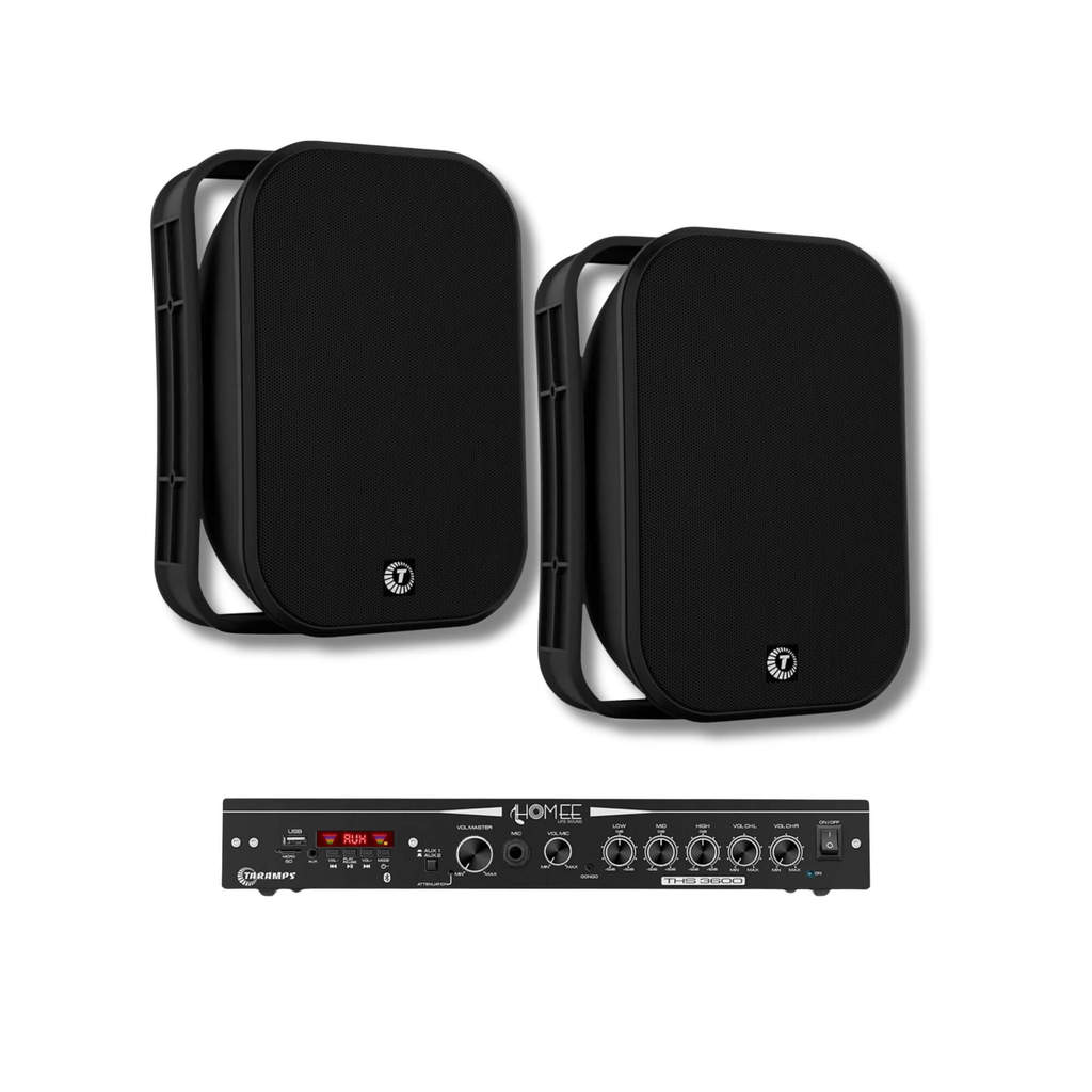 Kit Som Ambiente Taramps Amplificador THS 3600 + 2 Caixas Outdoor TAQ-62 6"