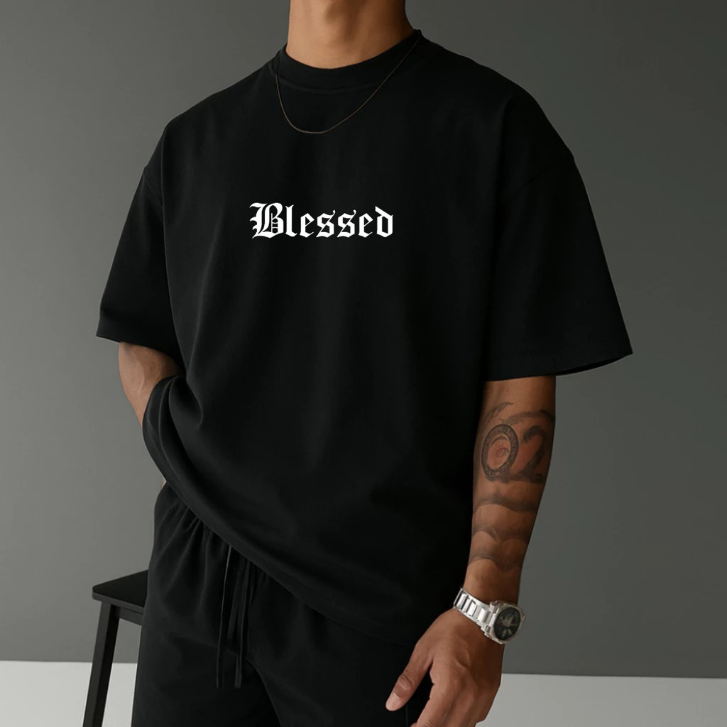 Camiseta Masculina e Feminina Streetwear 100% Algodão Fio 30.1 Estampada Blessed Angels