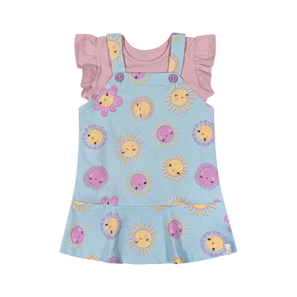Conjunto Bebê Menina Vestido e Blusa Sol Elian Azul