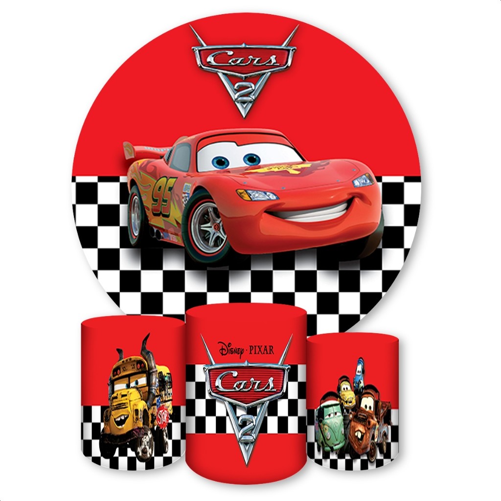 Painel Redondo + Capas de Cilindro Sublimados Para Festa Tema Carros | Envio Rapido em Oferta na Shopee