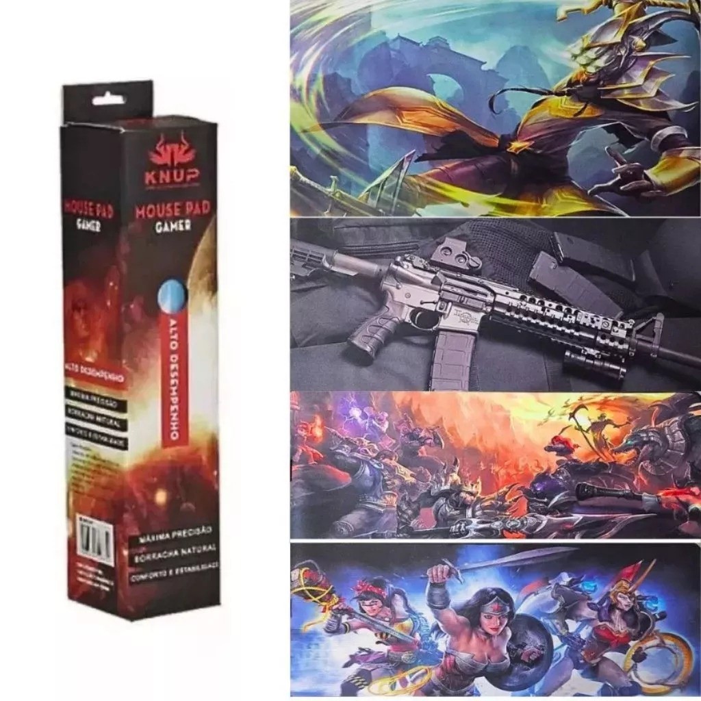 Mouse Pad Gamer Estampado Extra Grande 800X300mm KNUP - KP-S08 ENVIO SORTIDO