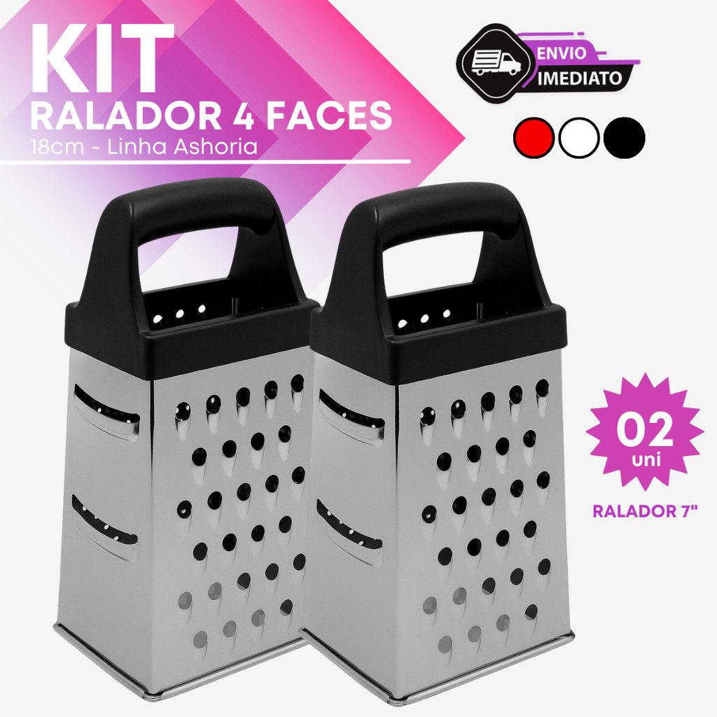 Kit 2 Ralador Inox 4 Faces 18cm Profissional Cozinha Queijo Legumes Restaurante Pizzaria Inox em Oferta na Shopee
