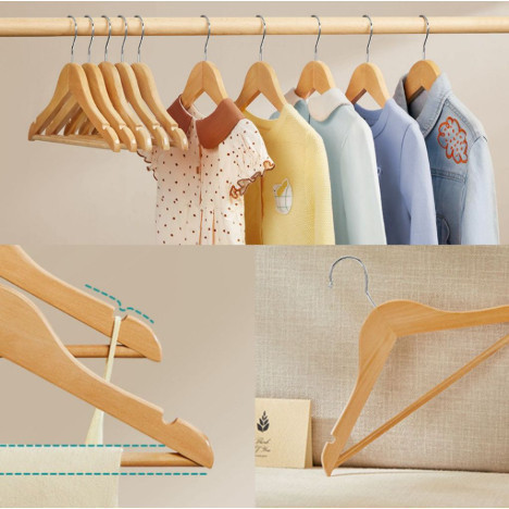 Kit 3 Cabides Madeira Organização Suporte Pendura Roupa Camisa Social Guarda Roupa Resistente