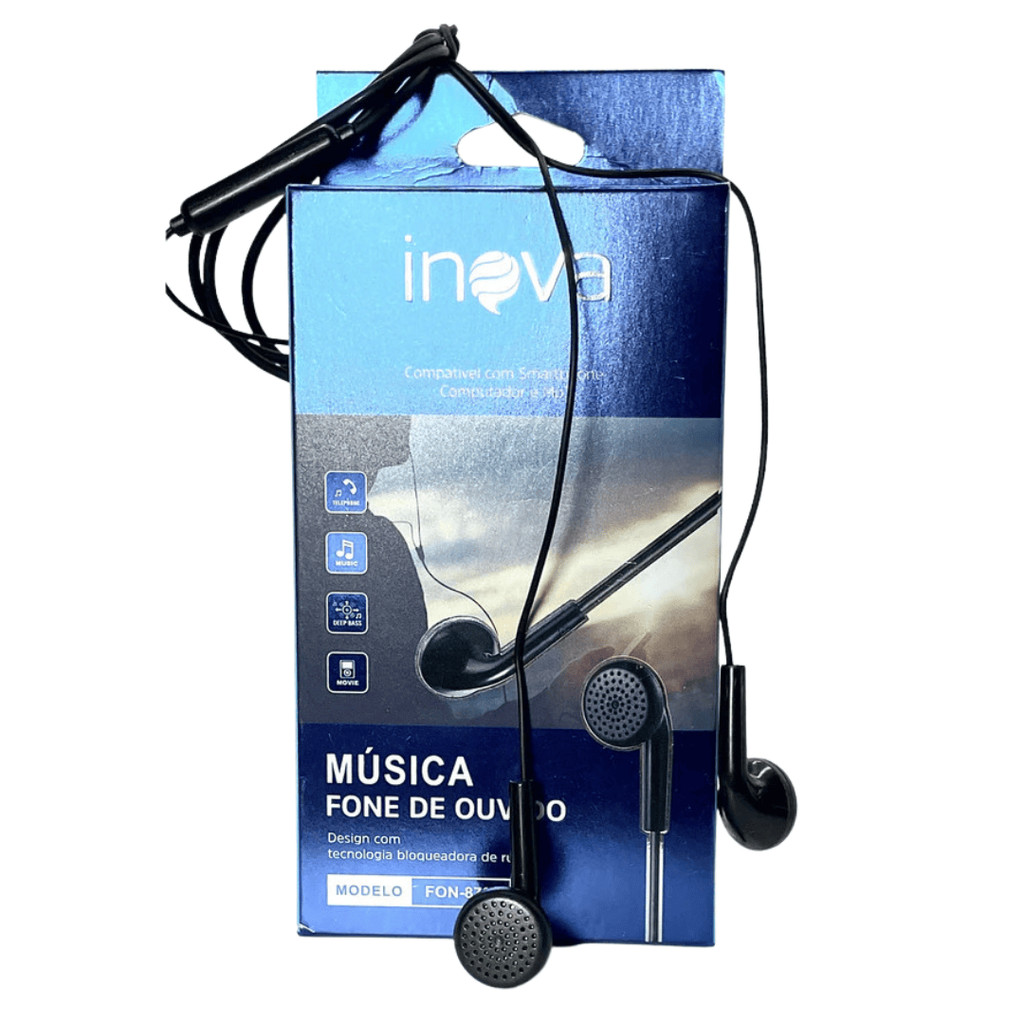 Fone de ouvido inova para smartphone com fio e microfone