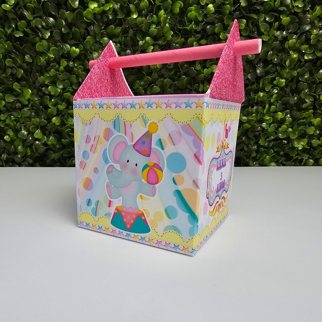 Caixa Canudo CIRCO ROSA - Personalizados - Festa infantil - Aniversário - Lembrancinha