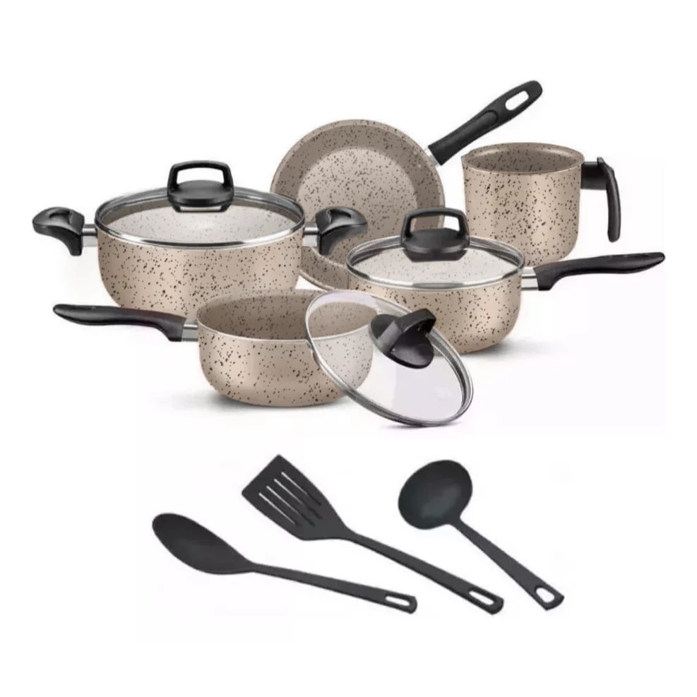 Conjunto de Panelas ENVIO IMEDIATO Marfim Antiaderente 8 Peças Teflon Premium – Alta Qualidade Marf