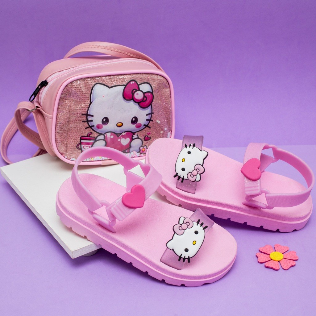Kit Sandália Infantil Menina + Bolsinha Personagem 19 ao 32 Sapato Criança Com Velcro Promoção Kids