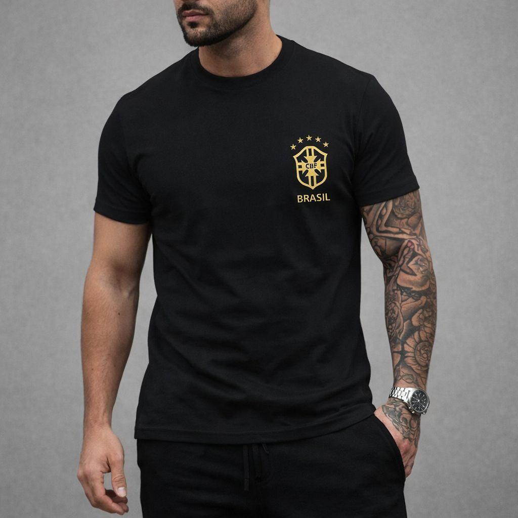 Blusa camiseta Camisa do Brasil Masculina Seleção Brasileira 100% Algodão Premium Copa do Mundo Hexa Estampa Brasil
