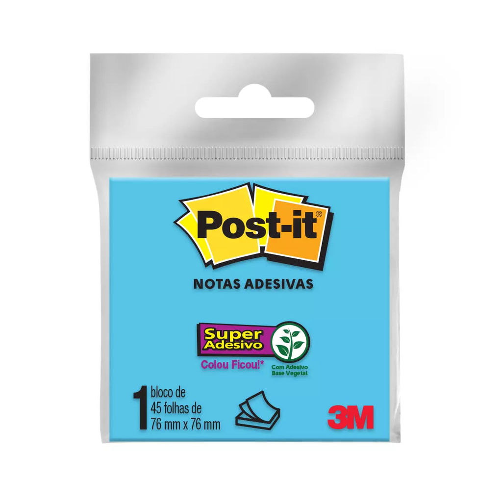 Bloco Adesivo Post It 3M Azul 76x76mm 45 Folhas em Oferta na Shopee
