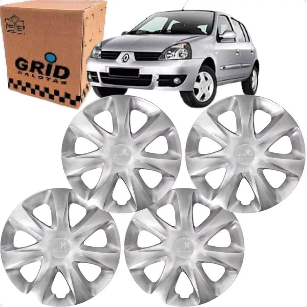 Jogo 4 Calota Modelo Clio 1996 Até 2015 Aro 13 Polegadas Encaixe Pressão