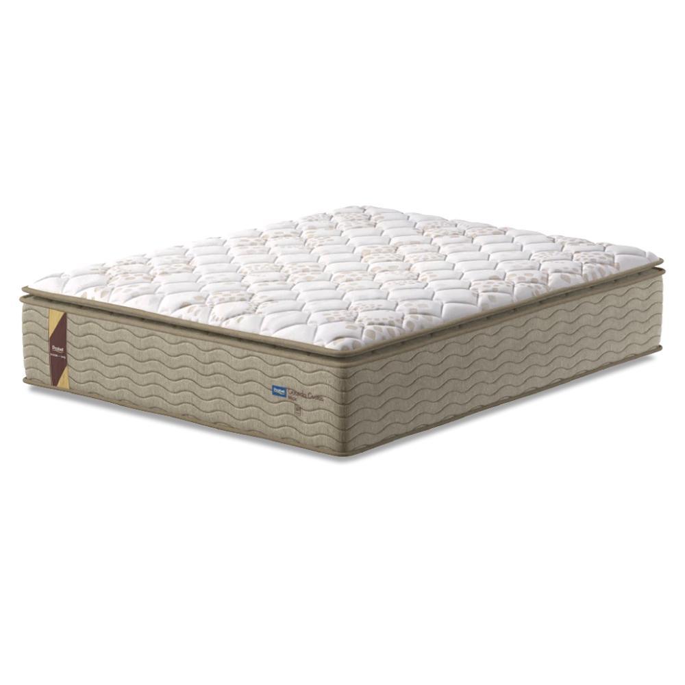 Colchão Casal Molas Guarda Costas Max Pillow Top 138x188x40cm Bege / Branco Probel - Suporta até 180kg por Pessoa em Oferta na Shopee