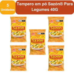 Kit 5 Unidades Tempero em pó Sazón® Para Legumes 40G