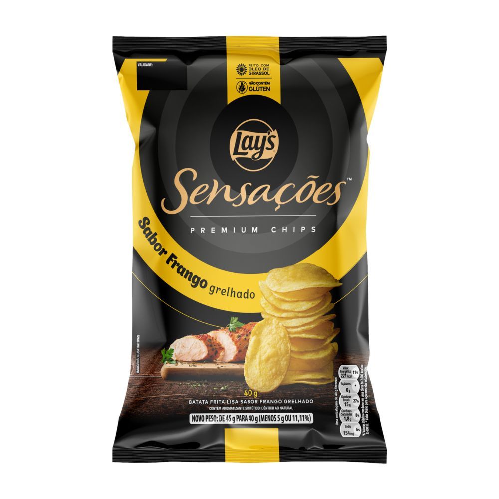 Batata Lays Sensações Premium Chips Sabor Frango Grelhado 70g em Oferta na Shopee