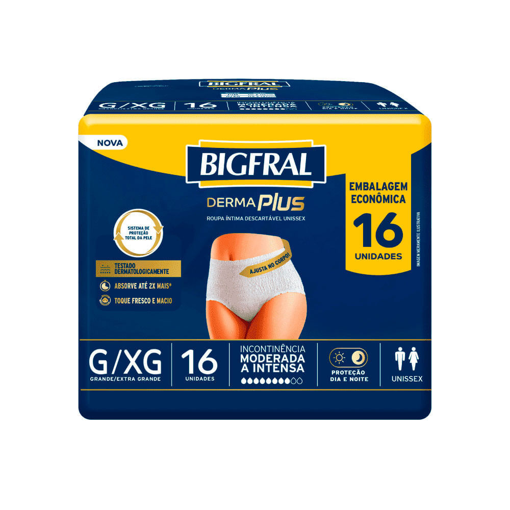 Roupa Íntima Bigfral Derma Plus G/XG 16 Unidades em Oferta na Shopee