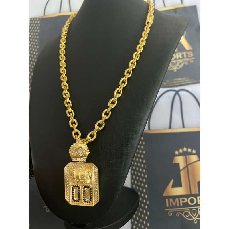 Cordão cadeado 8mm 70cm 100% de moeda antiga com pingente 00 lançamento em Oferta na Shopee