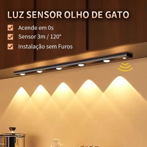 Luz LED Sem Fio Sensor Inteligente 20 - 40cm Carregamento USB Do Guarda-Roupa Quarto Instalação Fácil em Oferta na Shopee