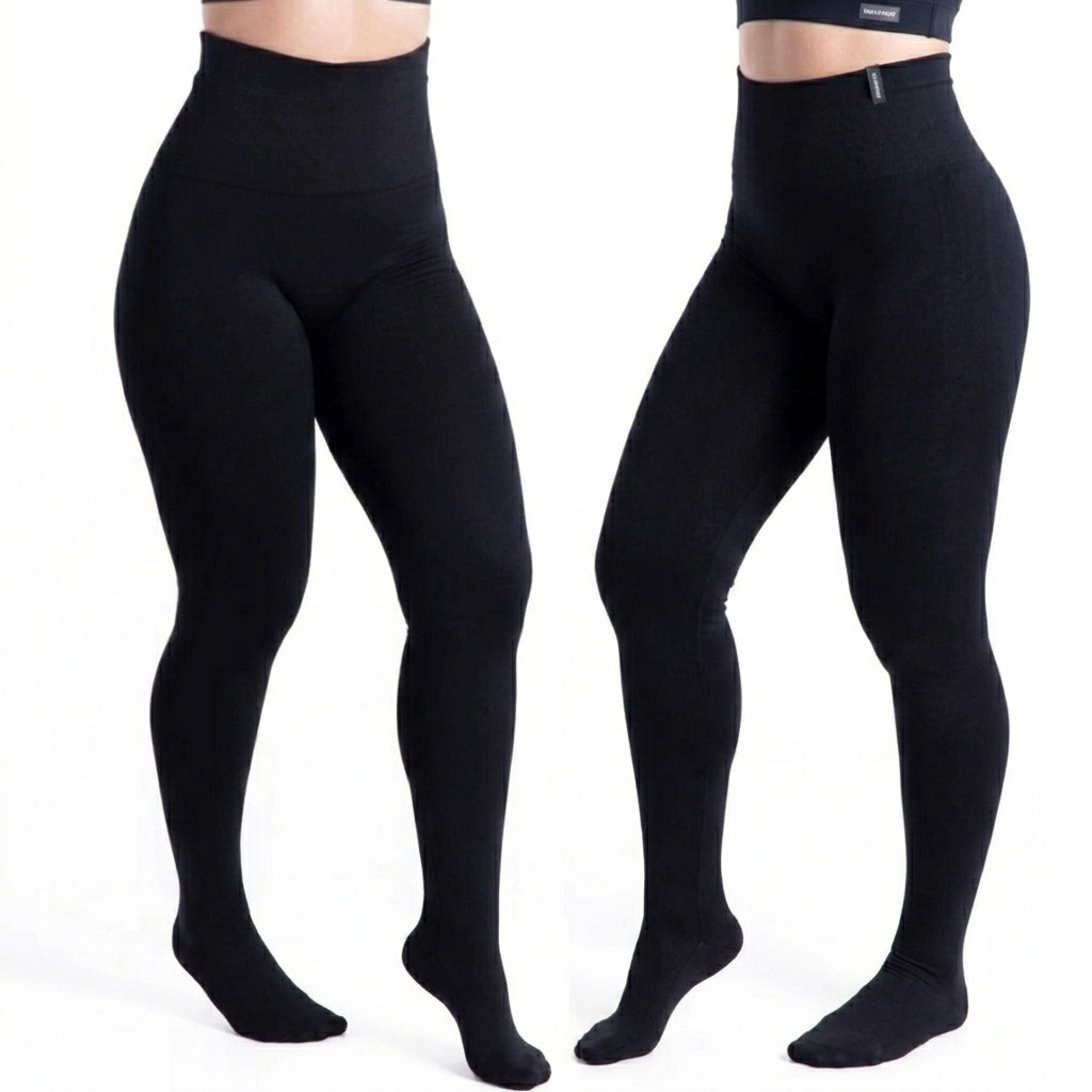 kit 2 Meia Calça Fio 80 Feminina Plus Size Com Pé Grossa Frio Intenso