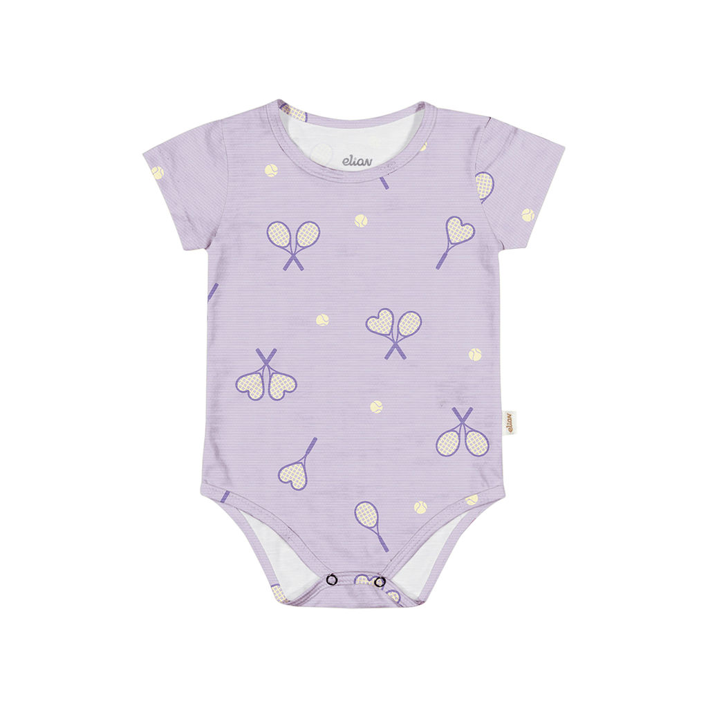 Body Bebê Menina Estampado Elian Lilás em Oferta na Shopee