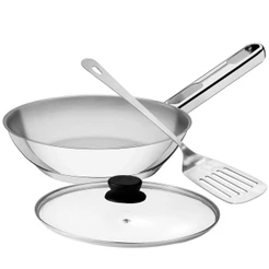 Frigideira Tramontina Allegra 28 cm com Tampa de Vidro e Espátula Aço Inox Fundo Triplo e Indução