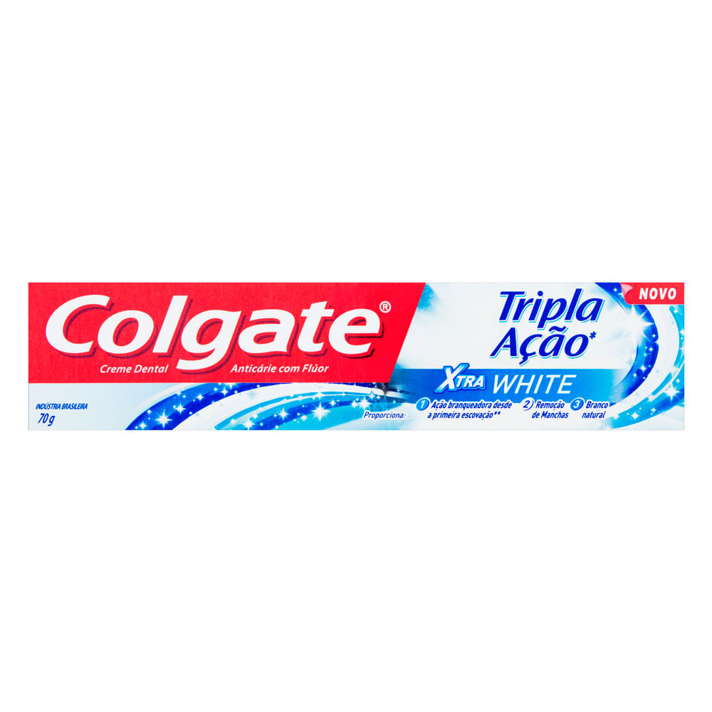 Creme Dental Colgate Tripla Ação Xtra White 70g em Oferta na Shopee