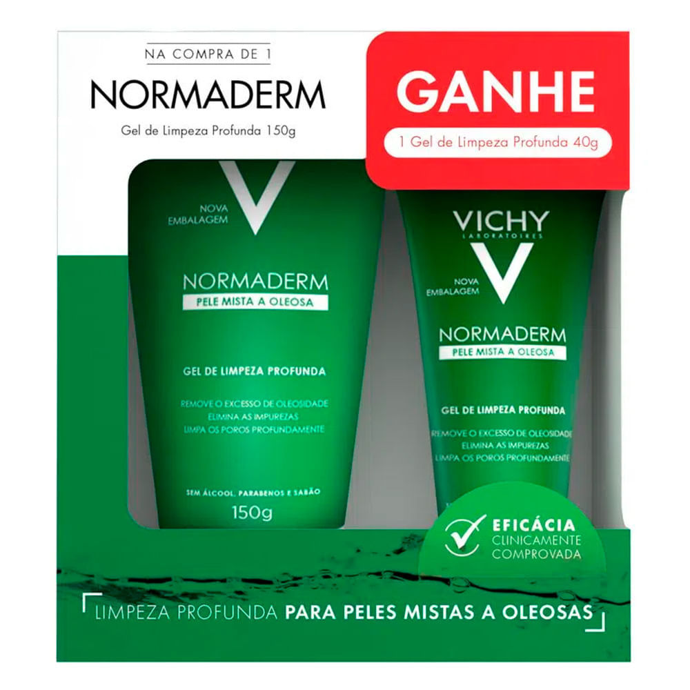 Normaderm Vichy Gel de Limpeza Profunda Facial 150g e Ganhe Gel Limpeza Profunda 40g em Oferta na Shopee