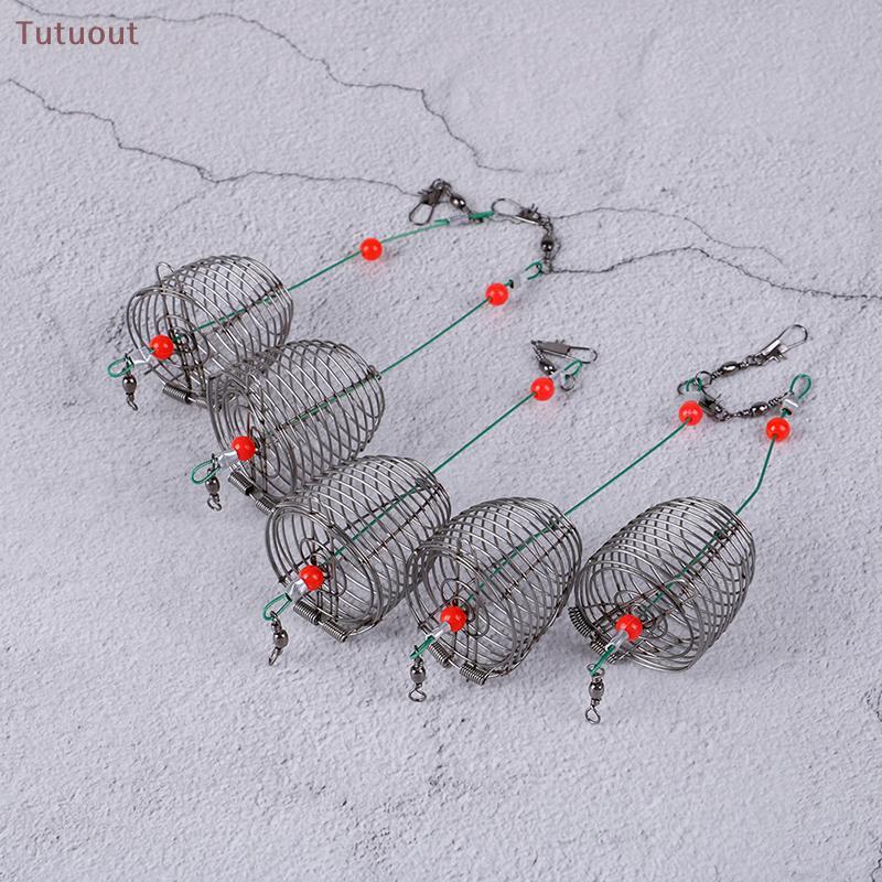 TUTU 5 Peças Gaiola De Isca De Pesca De Fio Peixe Armadilha Suporte Alimentador BR