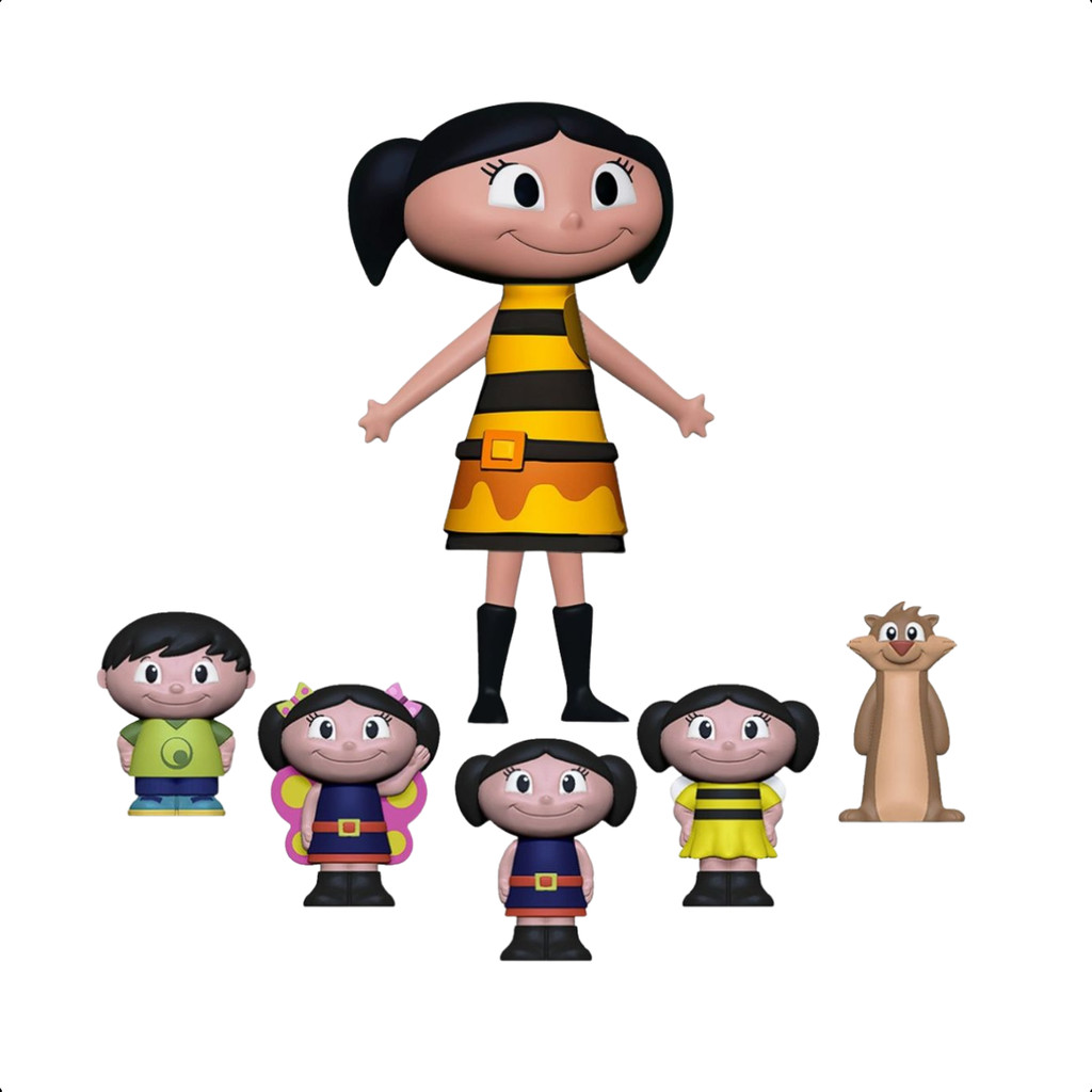 Boneca Luna Abelha O Show da Luna Articulada Vinil 20cm + Dedoches Little Figs