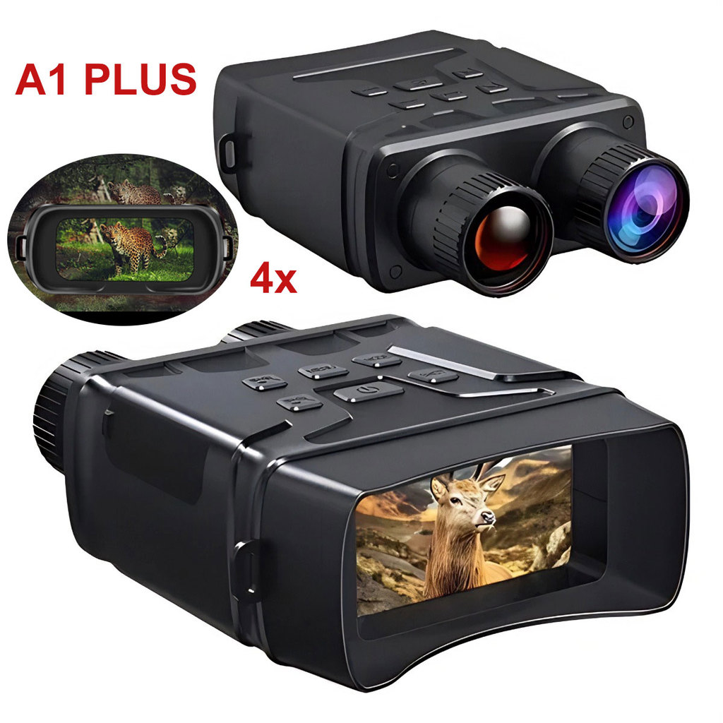 Câmera binocular de visão noturna infravermelha de alta definição com zoom óptico de 4x.