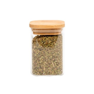 Pote de vidro 200ml com tampa de bambu hermético quadrado - Tüd