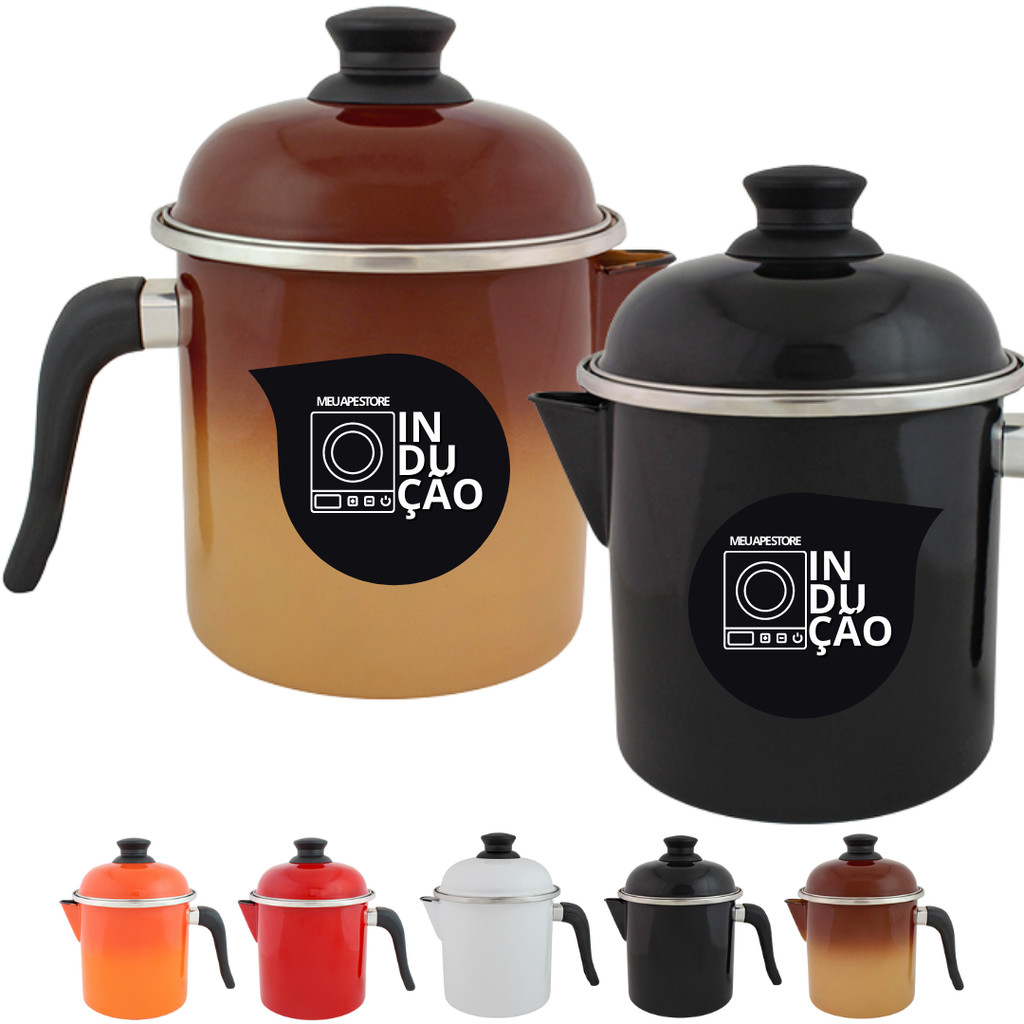 Bule Leiteira Esmaltada Indução 1,8L Grande Ewel Com Bico