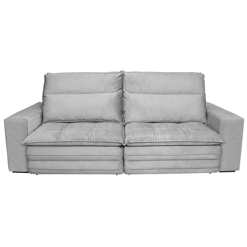 Sofá 4 Lugares Luizzi Colombo Retrátil e Reclinável, Revestido em Tecido Veludo Slim - 230cm largura