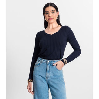 Blusa Manga Longa Infinita Cor Azul em Oferta na Shopee
