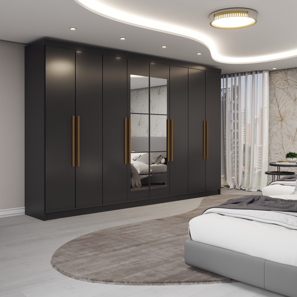 Guarda-Roupa Casal Odisseia 8 Portas 4 Gavetas com Espelho em Oferta na Shopee