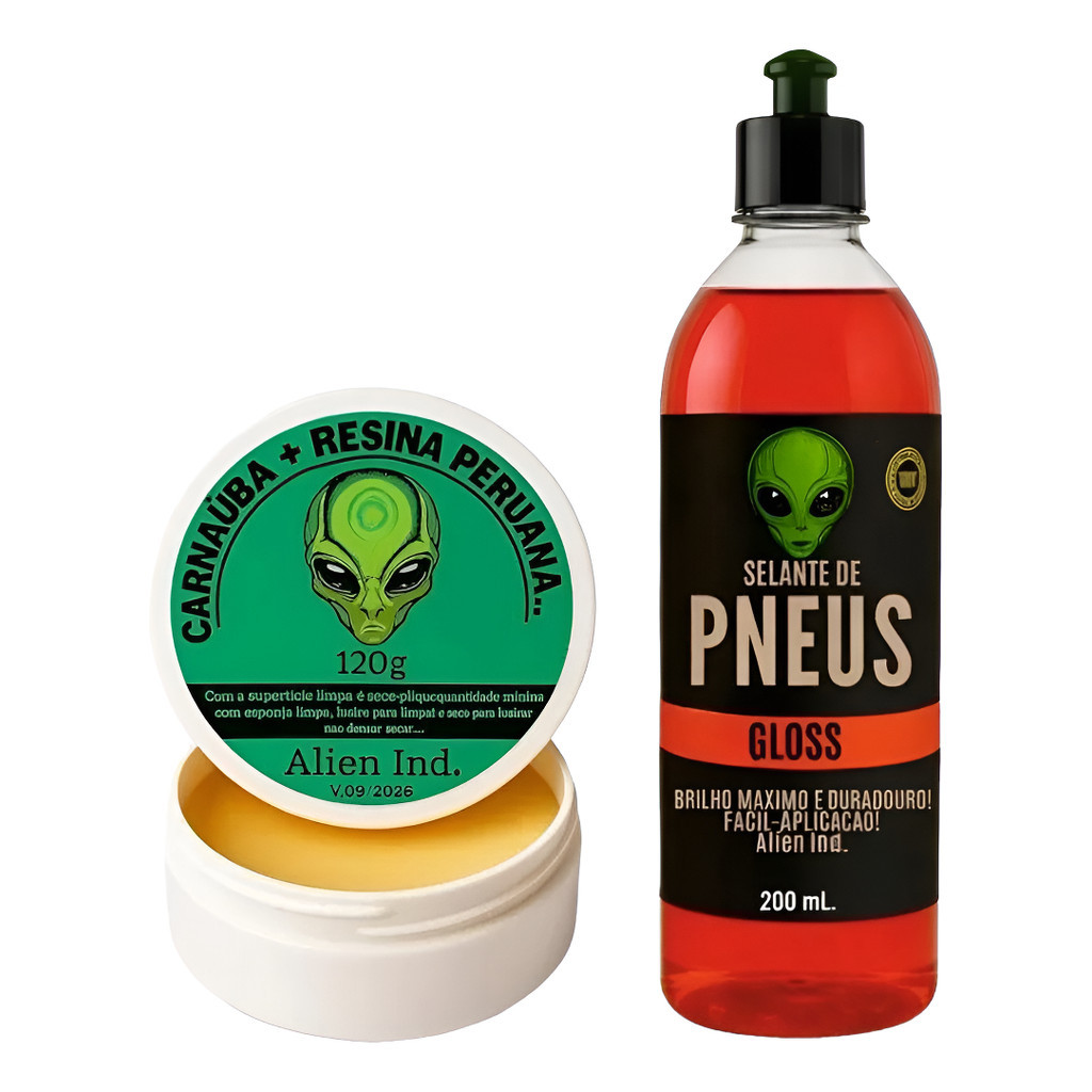 Cera Alien Automotiva Restura Pintura Queimada + Revitalizador Pretinho De Pneu Carro E Moto