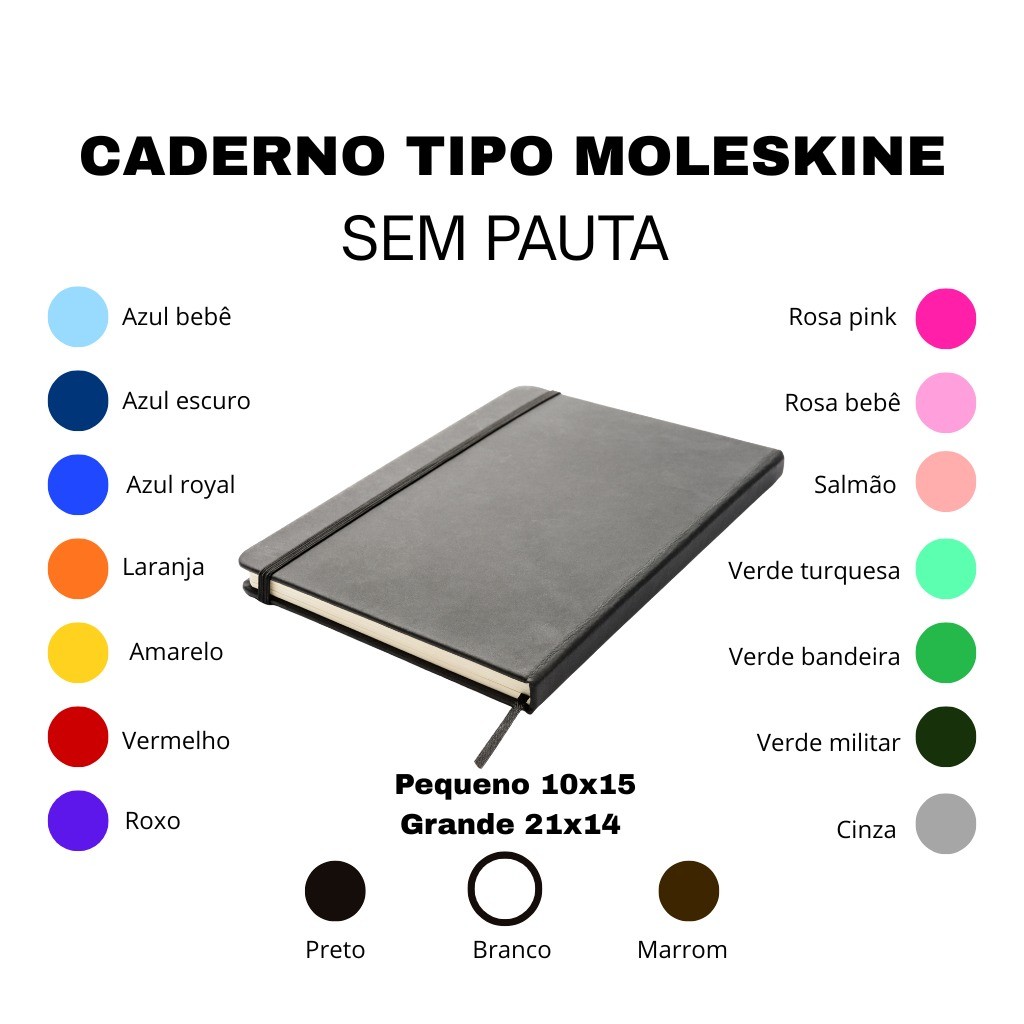 promoção caderneta Tipo Moleskine 14x21 ou 10x15cm Sketchbook Sem Pauta
