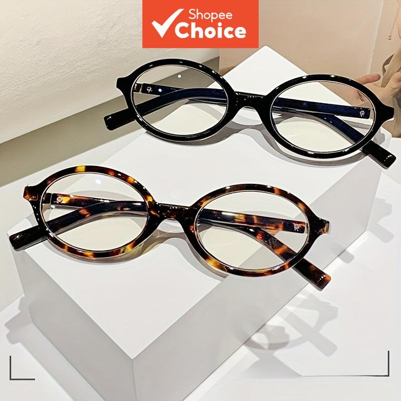 Óculos De Armação Oval Bonito Estilo Coreano Bloqueando Lente De PC Da Moda 1 Peça 2 Peças