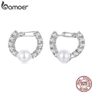 Brincos De Argola De Prata Esterlina 925 Bamoer Deslumbrante Design Perolado Joias Presentes Para Mulheres