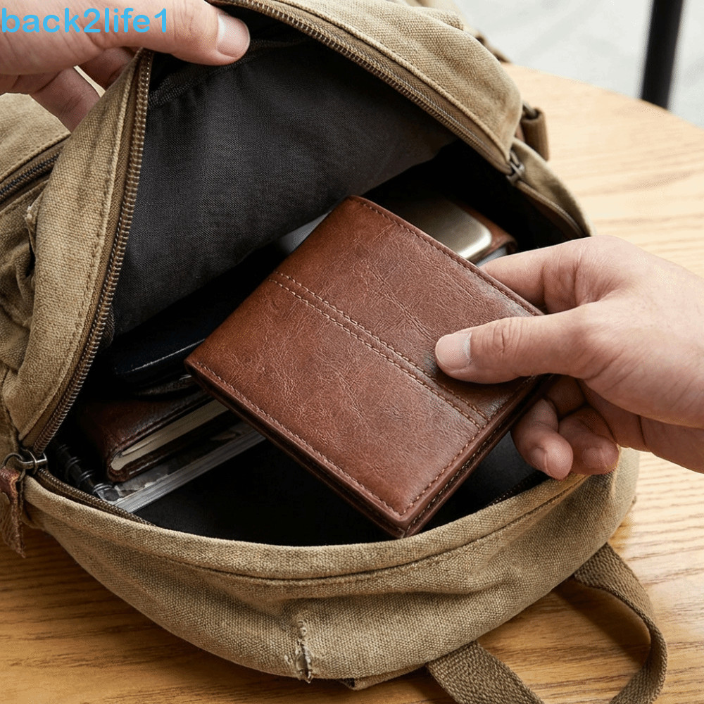 Carteira Curta Empresarial BACK2LIFE1 , Masculina De Couro PU De Grande Capacidade , Porta-Moedas