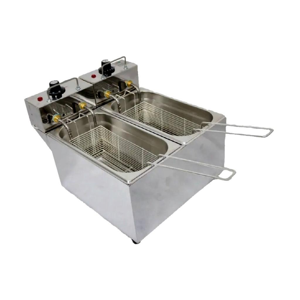 Fritadeira Elétrica 2 Cubas Plus Aço Inox 06L 110v 4000W