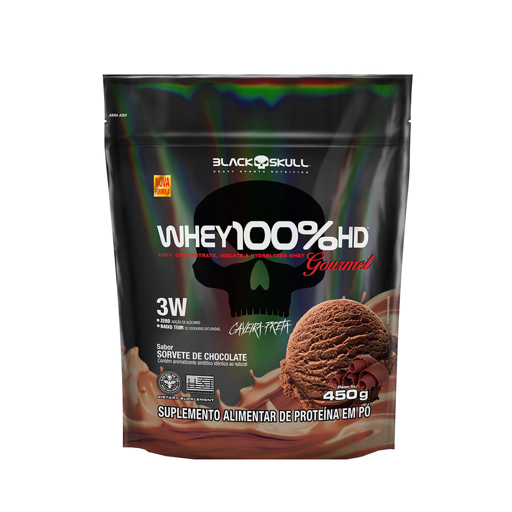 Whey 100% HD Gourmet - Refil 450g - Black Skull em Oferta na Shopee