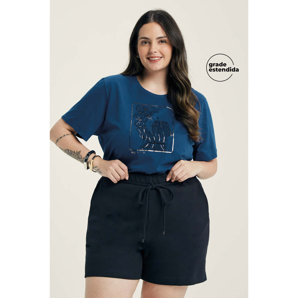 Short Feminino Moletom Com Bolsos Marialícia Preto