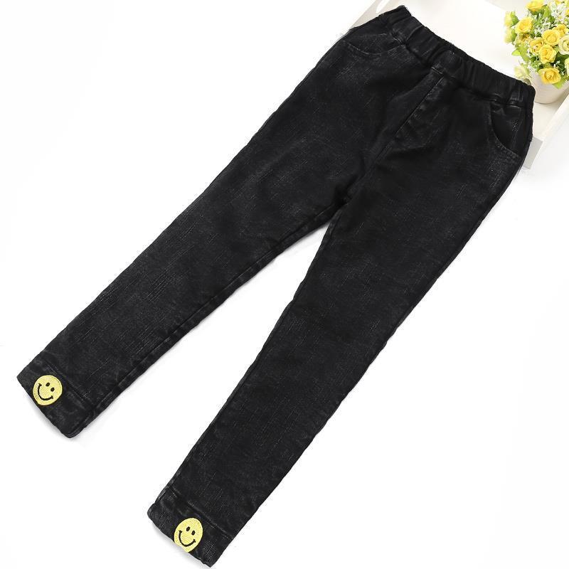 Calças na moda engrossado crianças estiramento Jeans calças de algodão quente meninas moda outono inverno 2023 mais meni